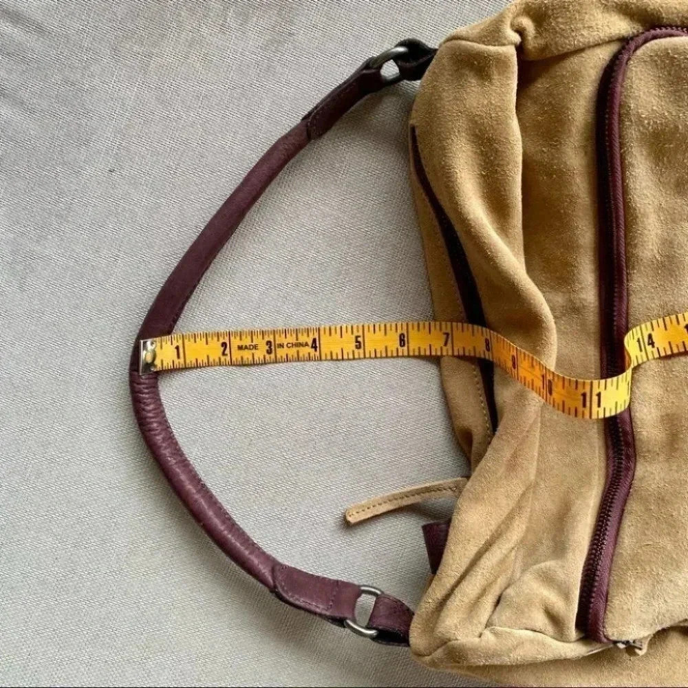 New Free People Suede Leather Slouch Crossbody Shoulder Hobo Bag Brown - Picture 9 of 11